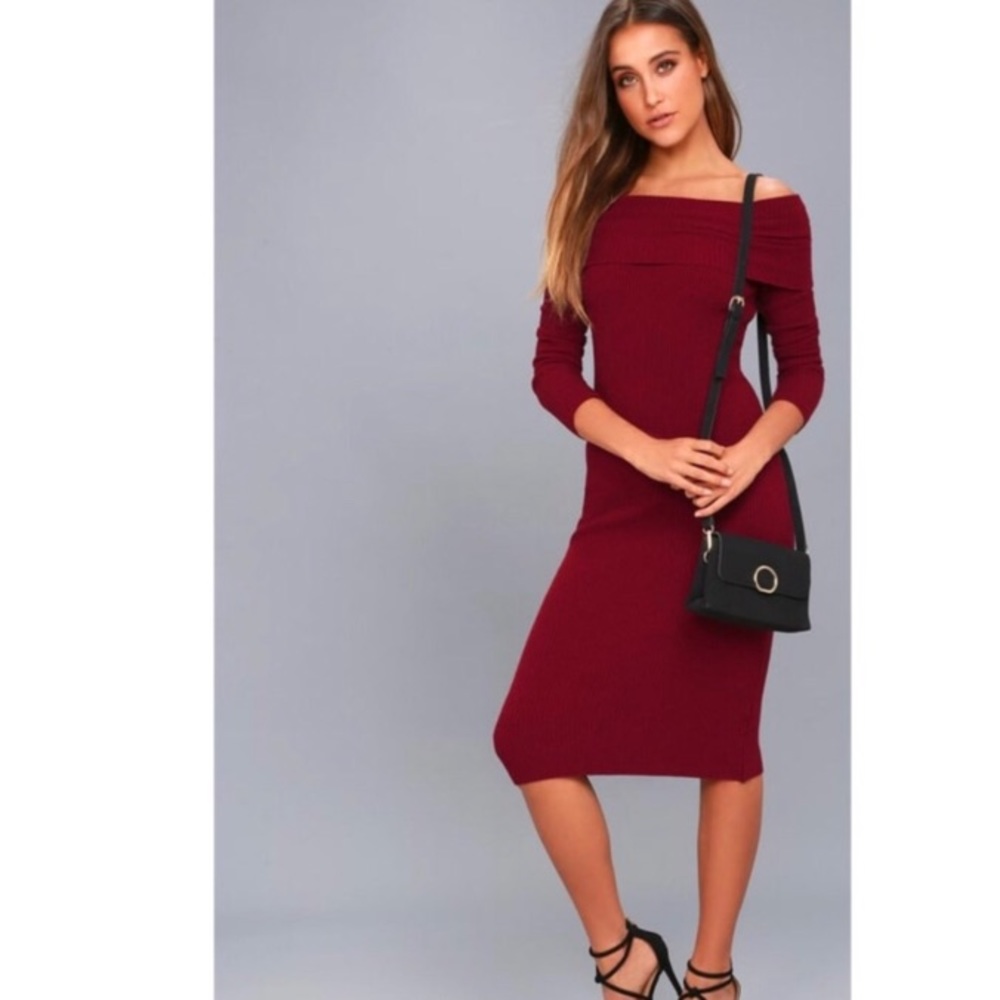 Lulu’s Red Cowl Neck Bodycon Dress